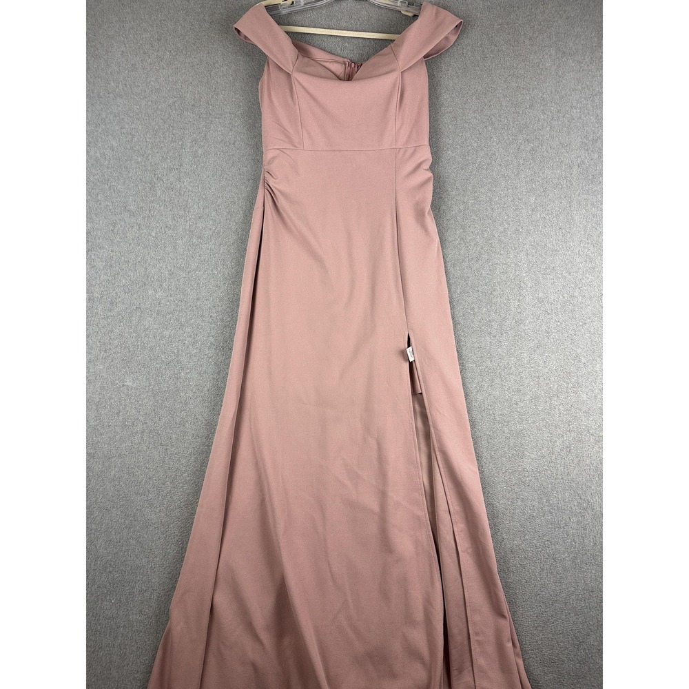 Emerald Sundae Dress Womens Large Pink Off Shoulder Maxi Side Slit Formal Gown